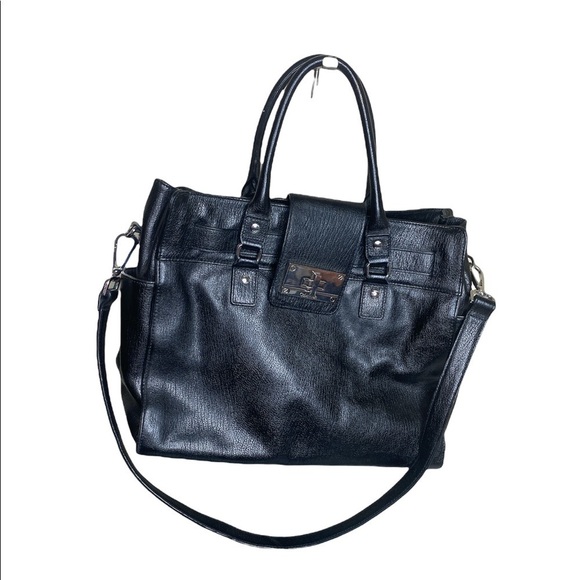 Calvin Klein Black Leather Satchel Bag - Picture 1 of 12